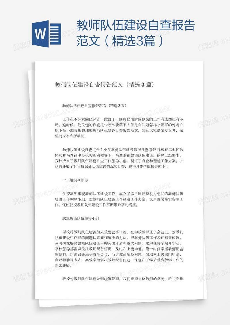 教师队伍建设自查报告范文（精选3篇）