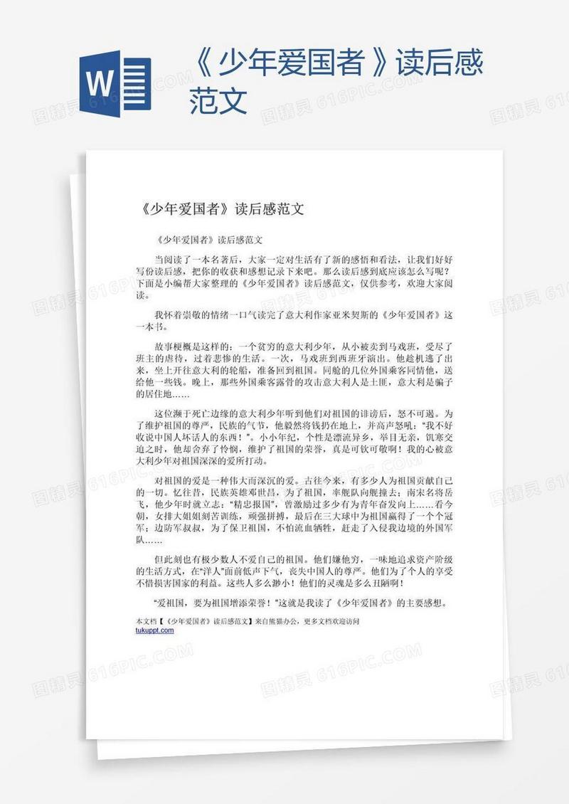 《少年爱国者》读后感范文
