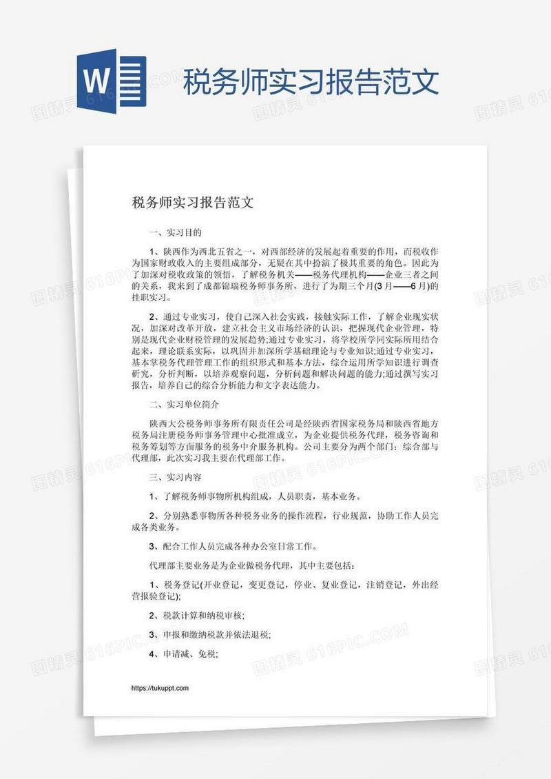 税务师实习报告范文