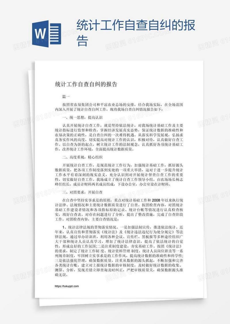 统计工作自查自纠的报告