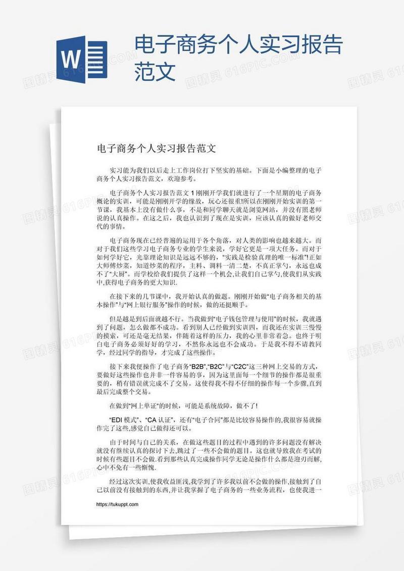 电子商务个人实习报告范文