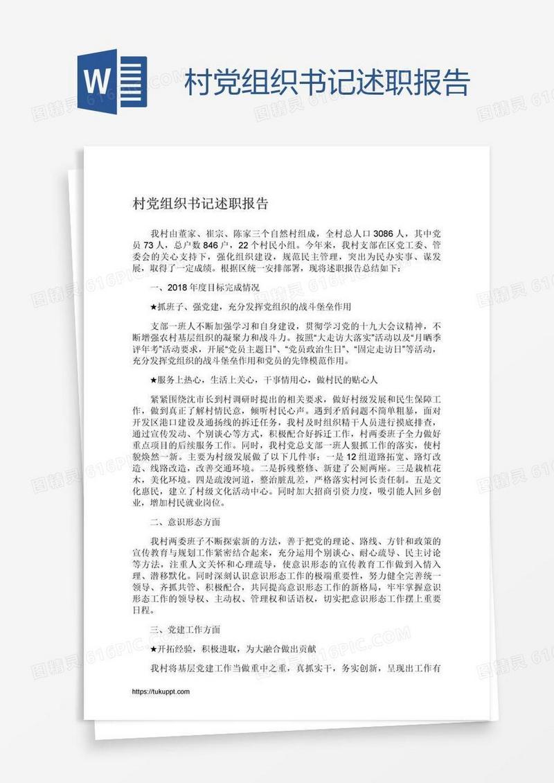 村党组织书记述职报告