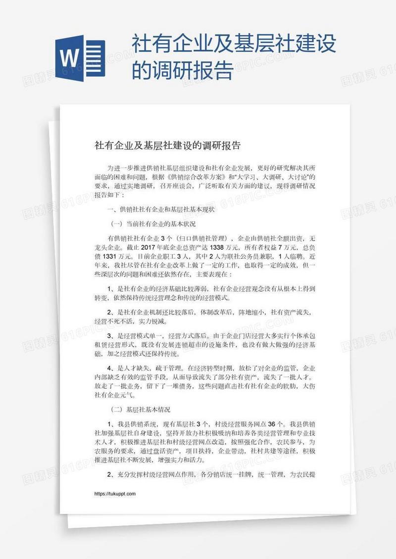 社有企业及基层社建设的调研报告