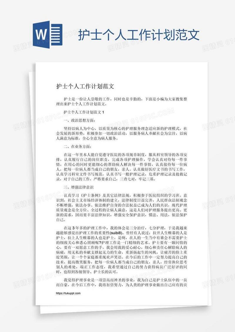 护士个人工作计划范文