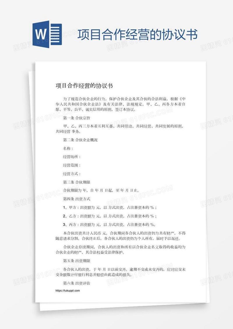 项目合作经营的协议书