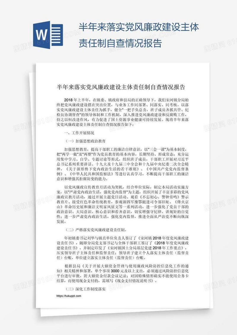 半年来落实党风廉政建设主体责任制自查情况报告