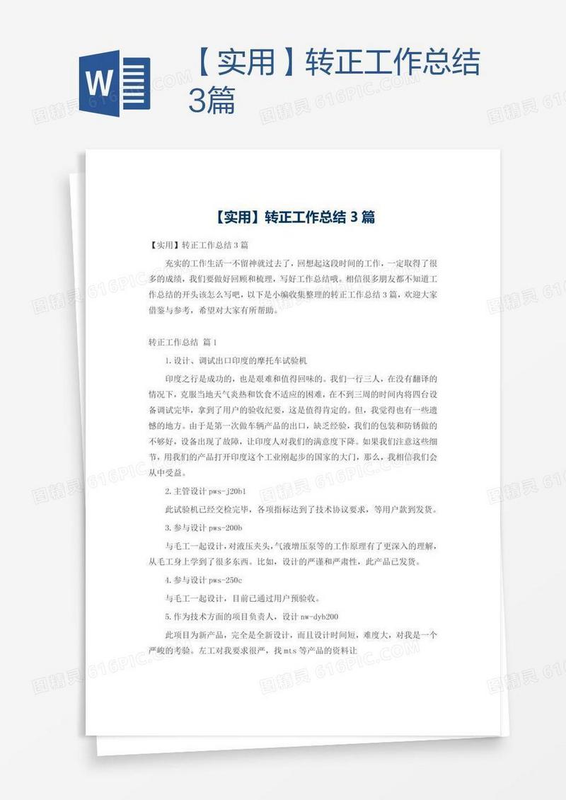 【实用】转正工作总结3篇