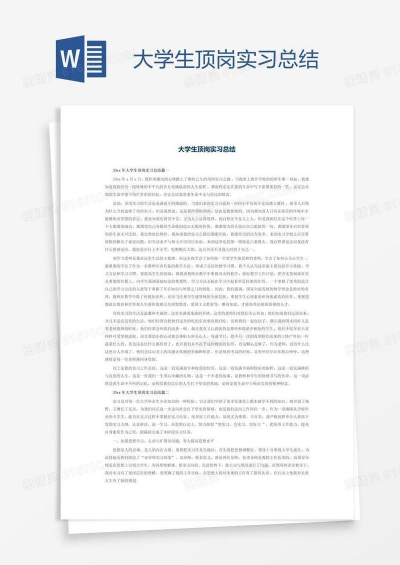 大学生顶岗实习总结