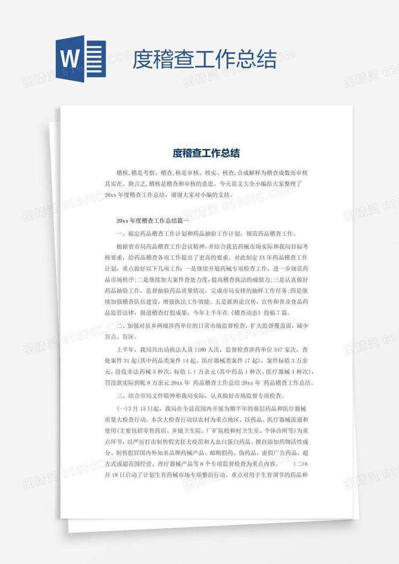 度稽查工作总结