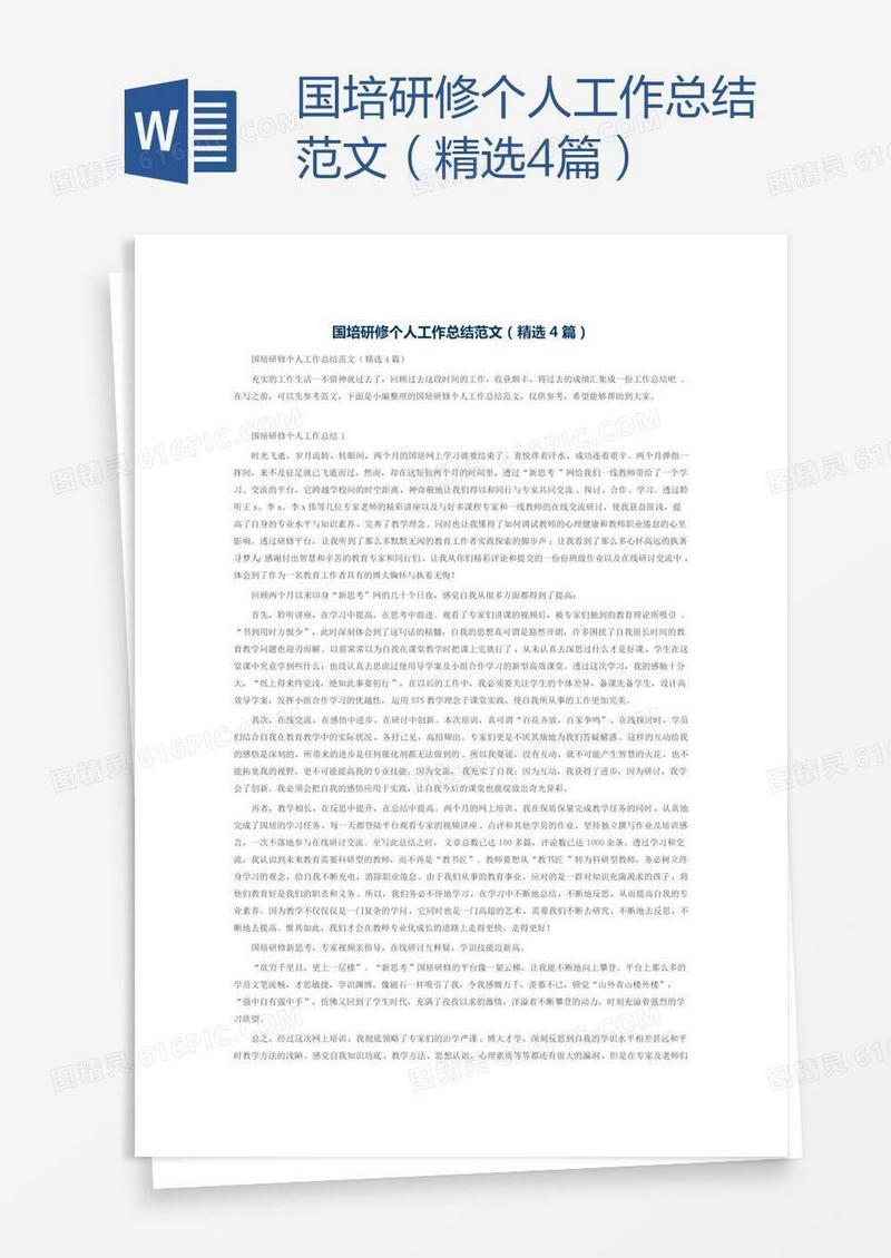 国培研修个人工作总结范文（精选4篇）