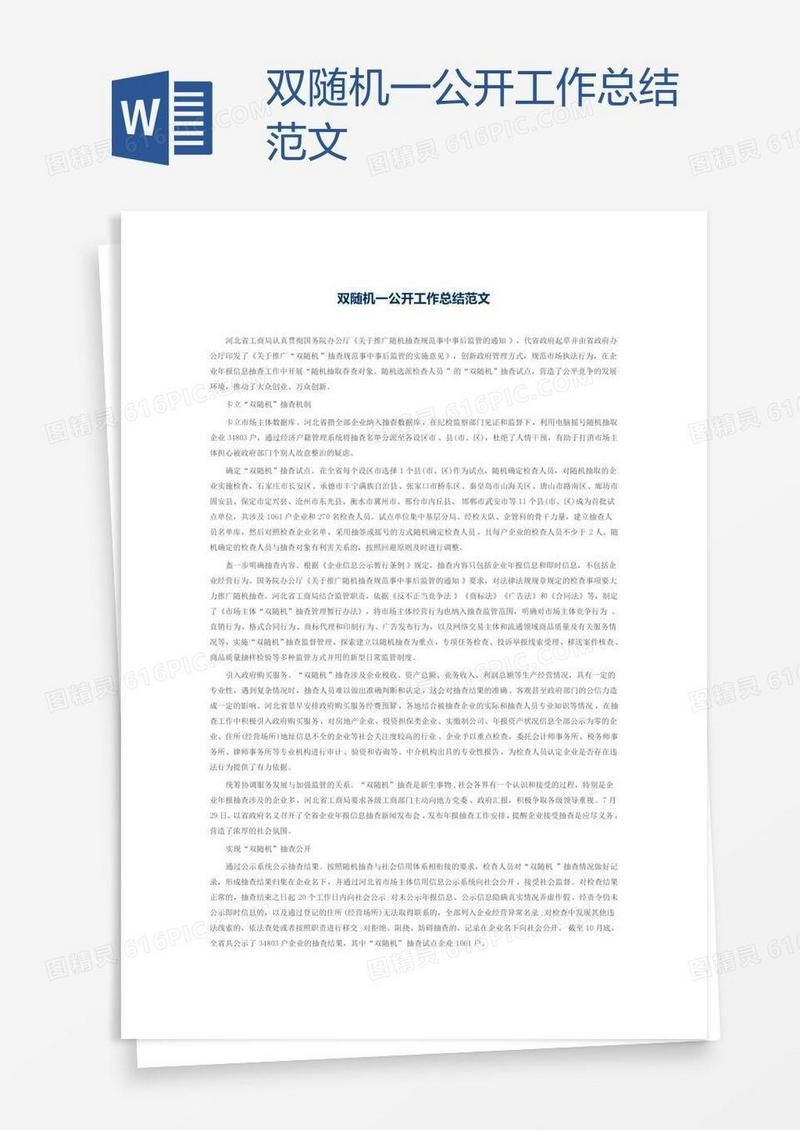 双随机一公开工作总结范文