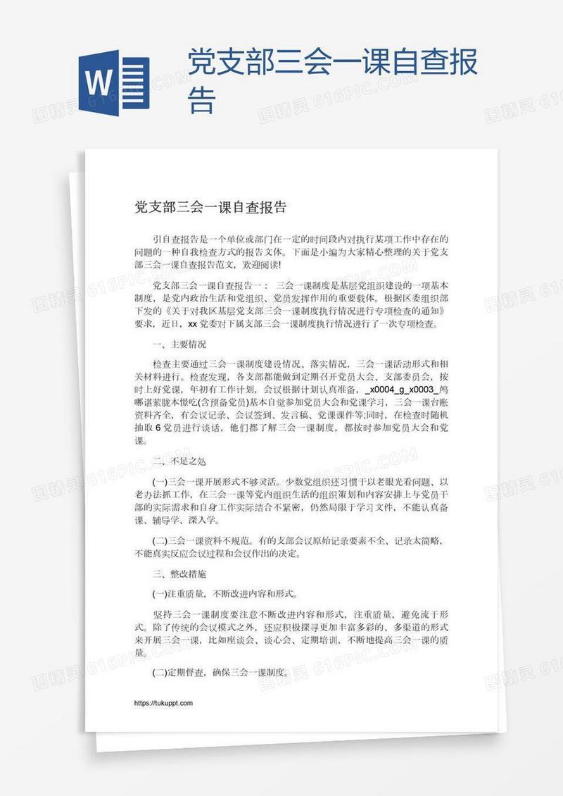 党支部三会一课自查报告