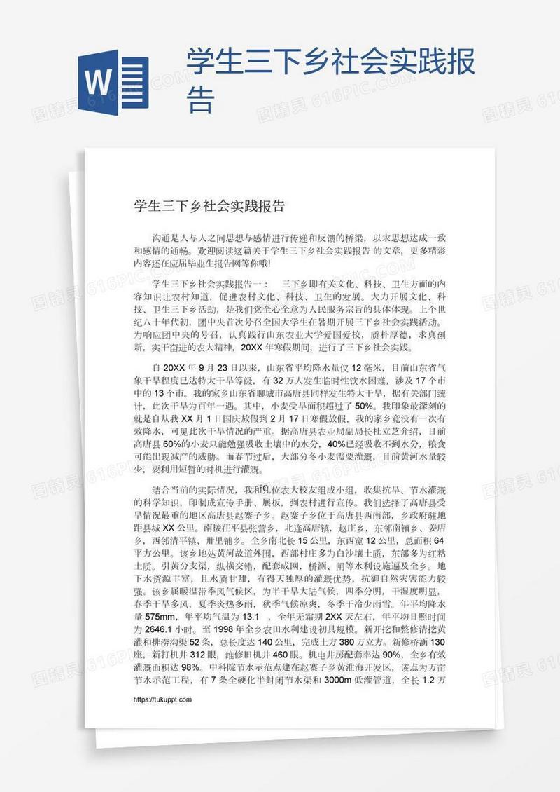 学生三下乡社会实践报告