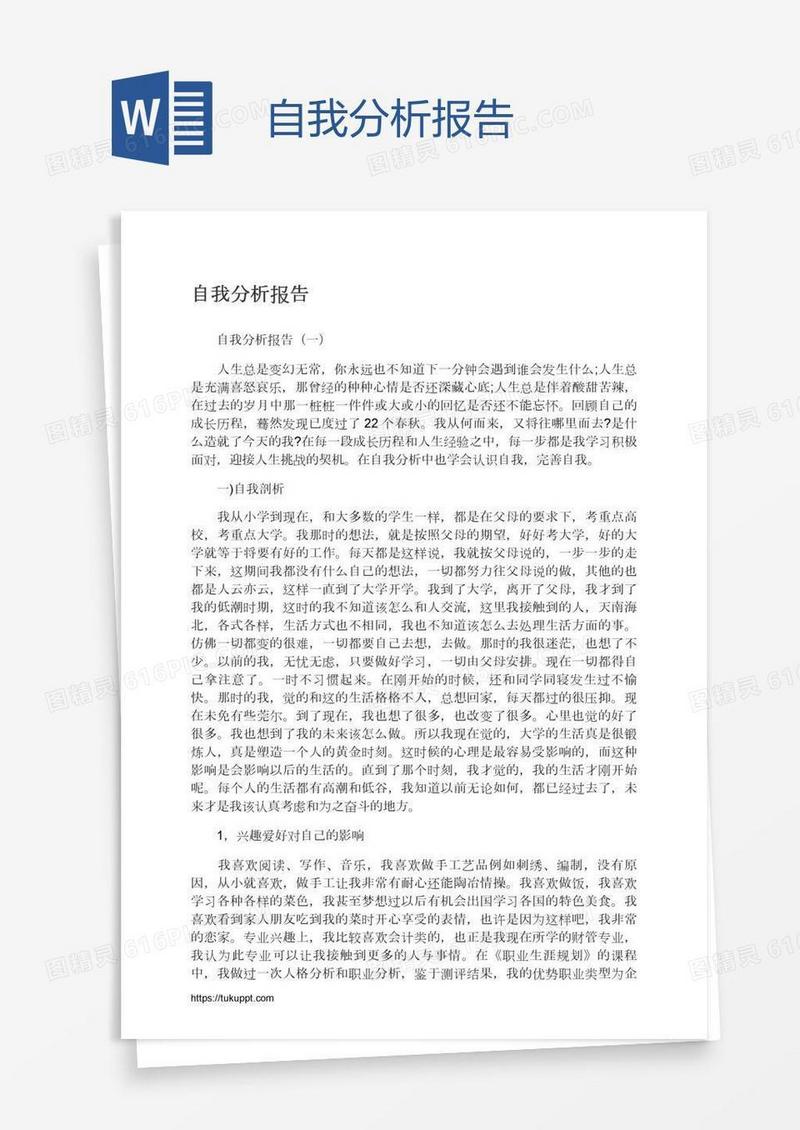 自我分析报告
