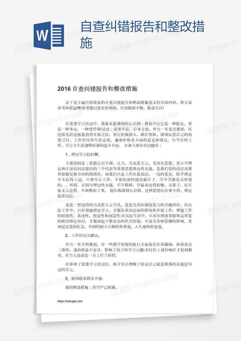 自查纠错报告和整改措施