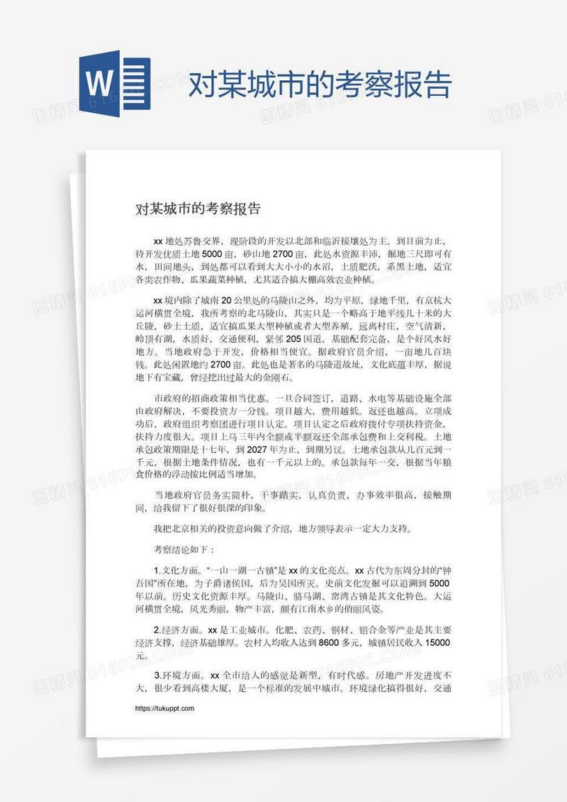 对某城市的考察报告