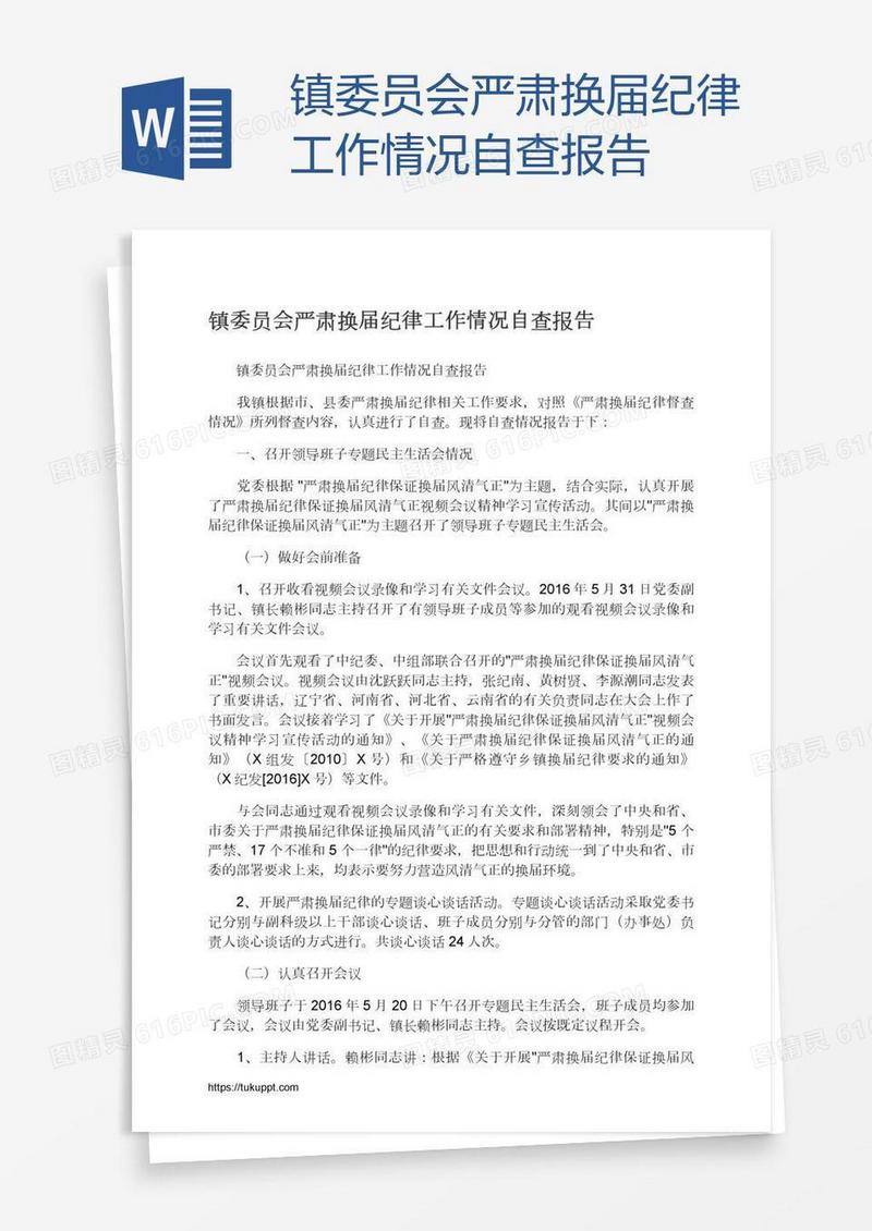 镇委员会严肃换届纪律工作情况自查报告
