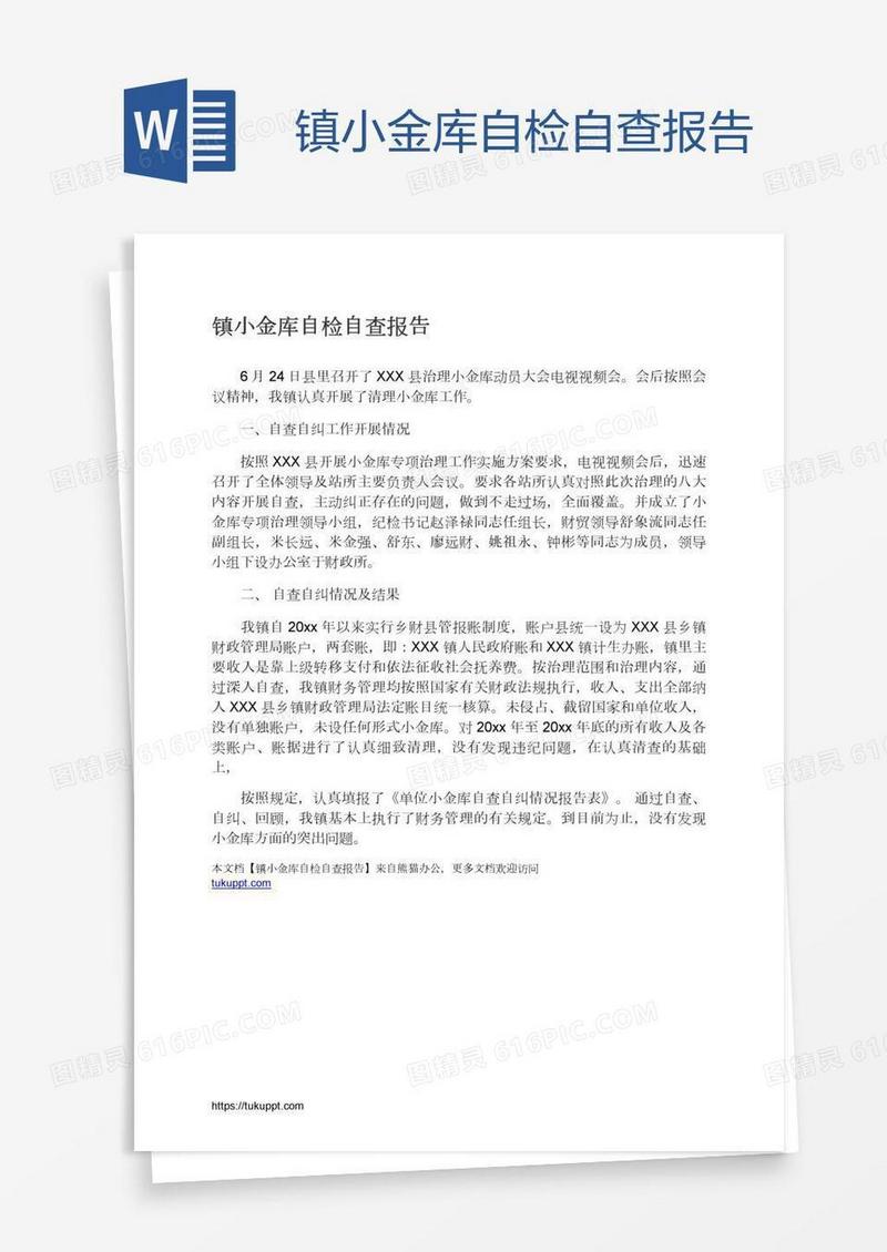 镇小金库自检自查报告
