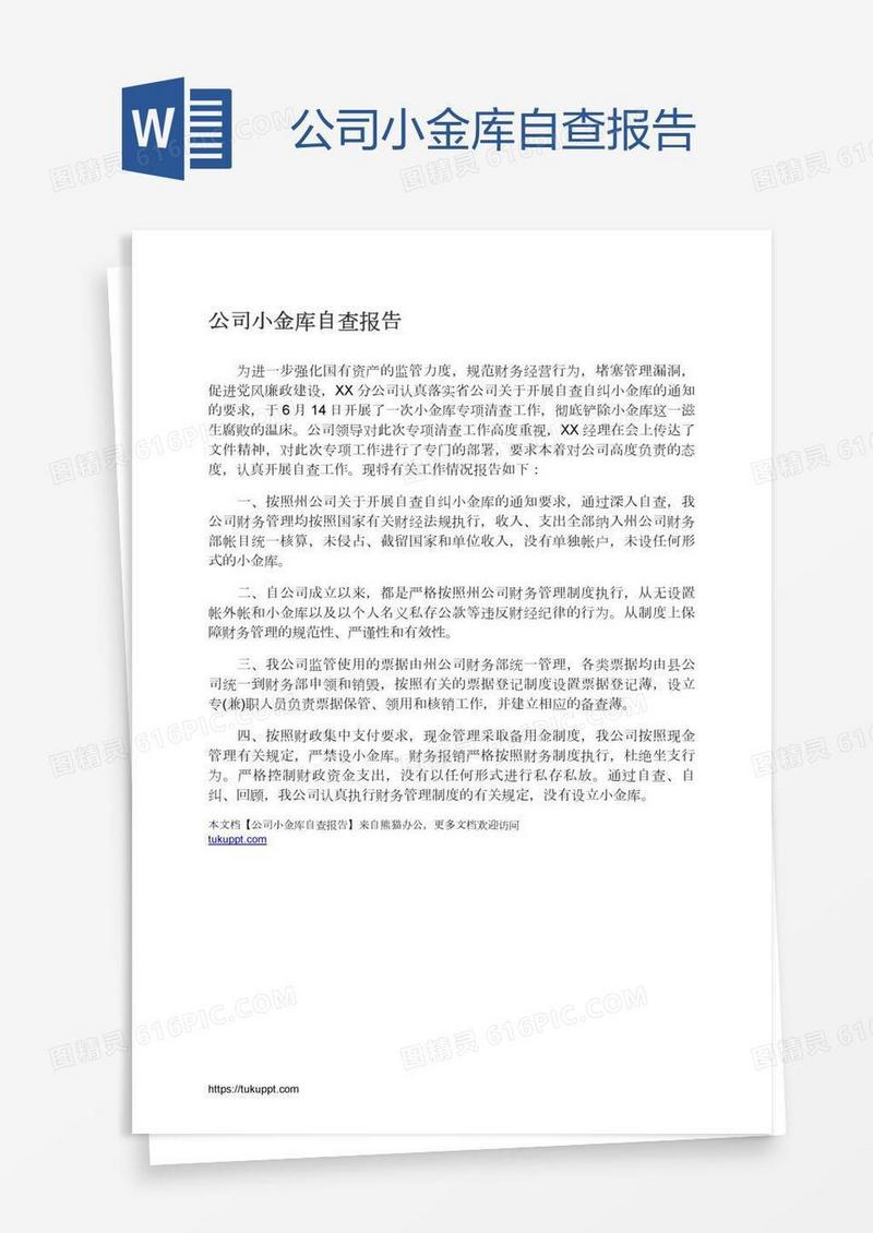 公司小金库自查报告