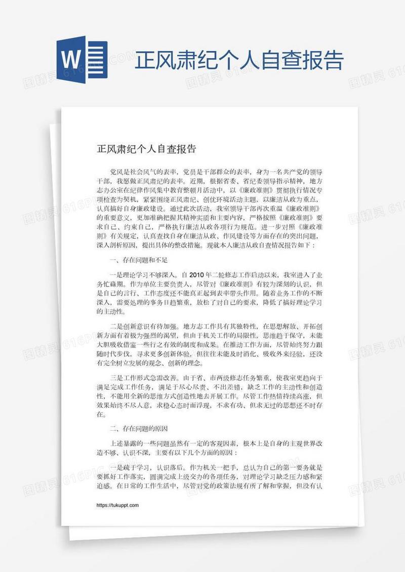 正风肃纪个人自查报告