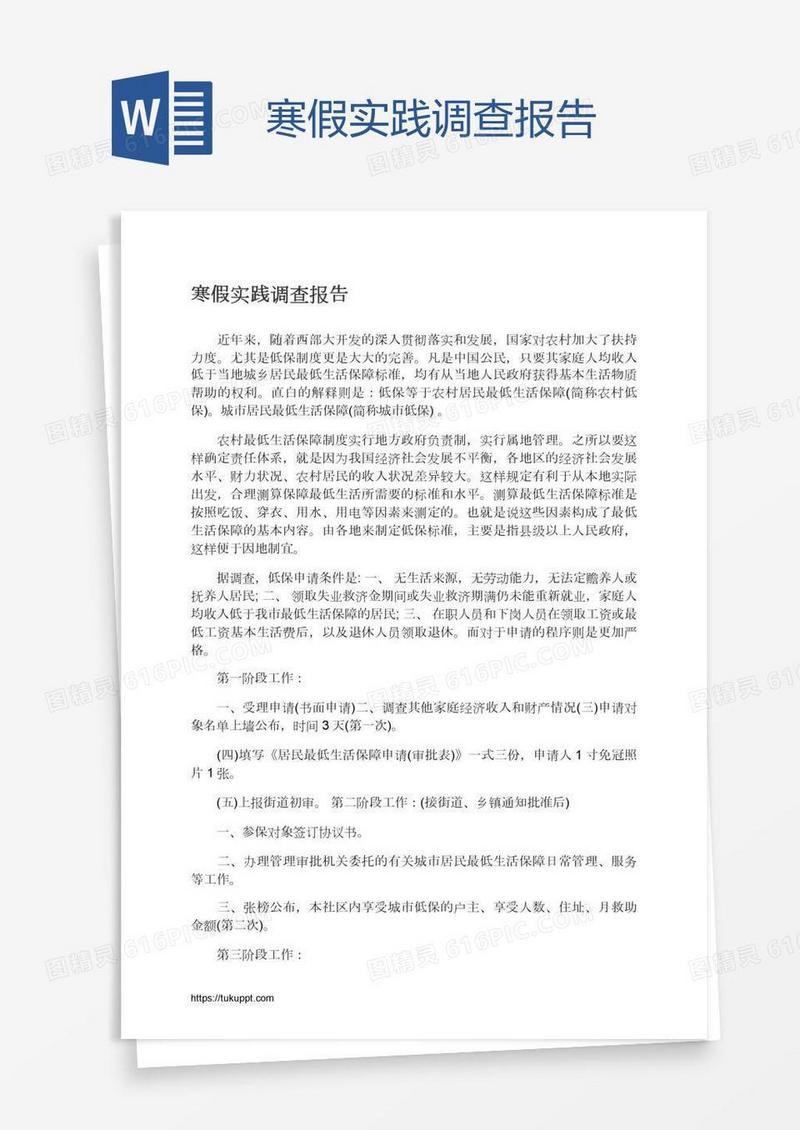 寒假实践调查报告