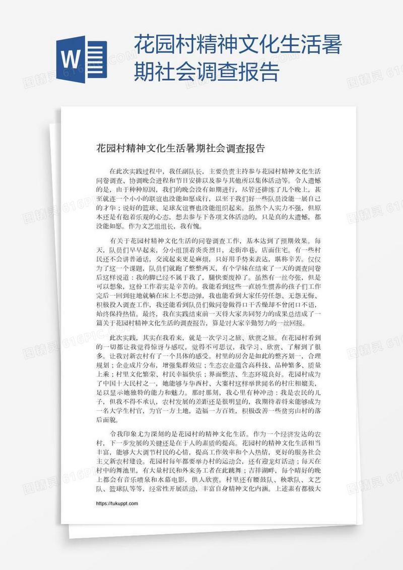 花园村精神文化生活暑期社会调查报告