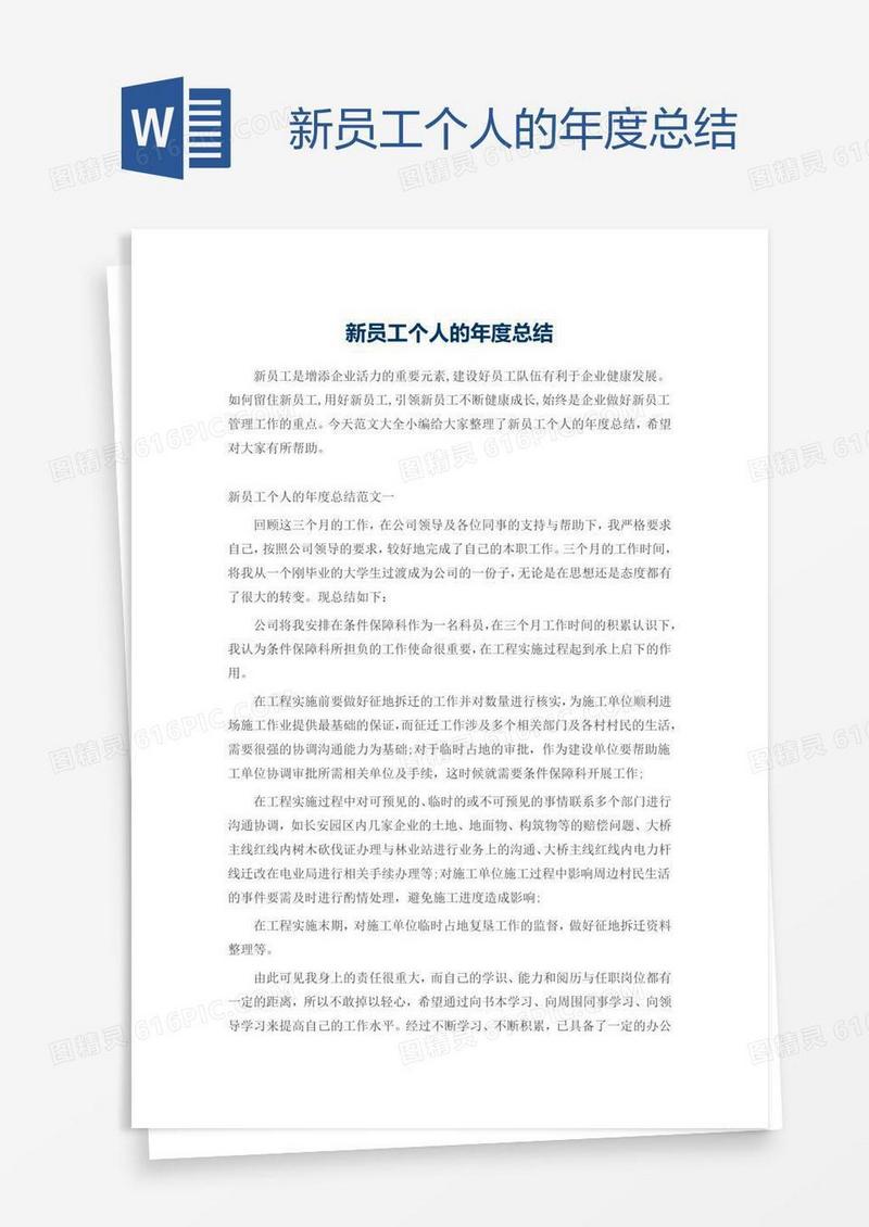 新员工个人的年度总结