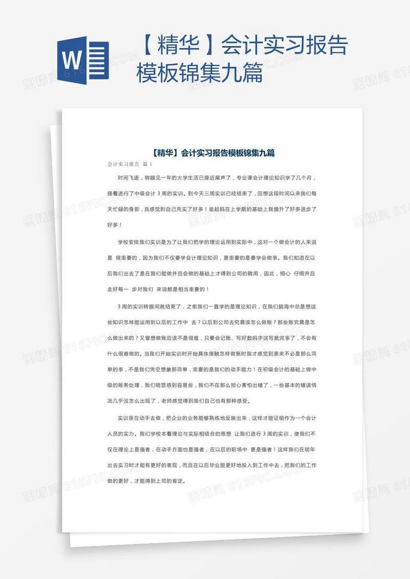 【精华】会计实习报告模板锦集九篇
