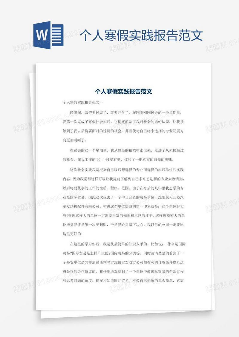 个人寒假实践报告范文