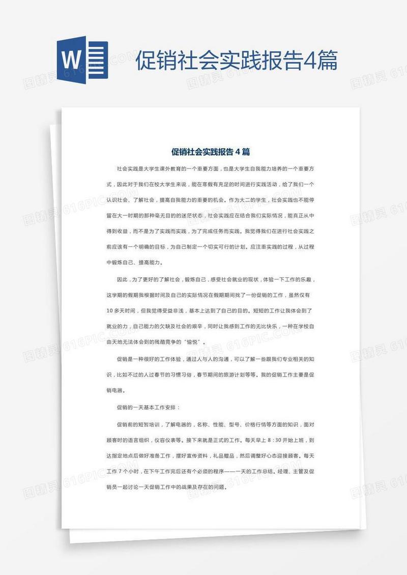 促销社会实践报告4篇