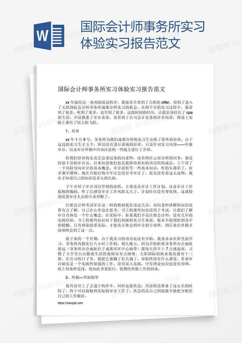 国际会计师事务所实习体验实习报告范文