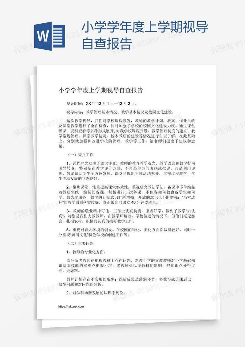 小学学年度上学期视导自查报告