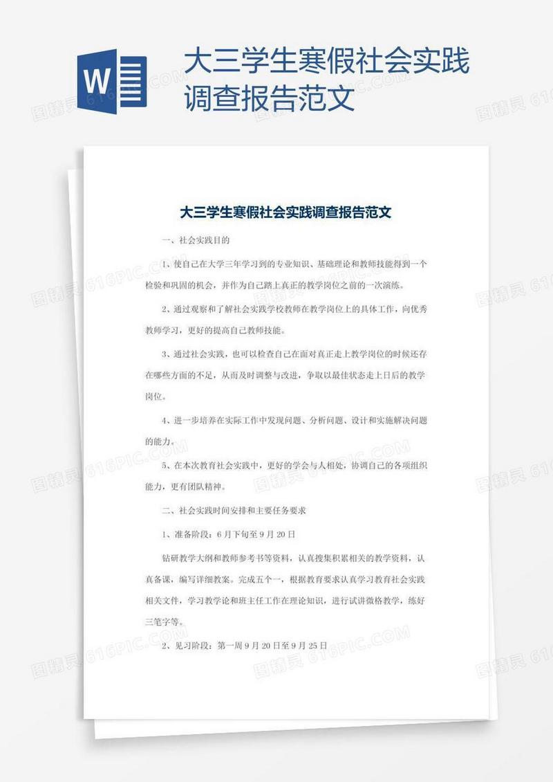大三学生寒假社会实践调查报告范文