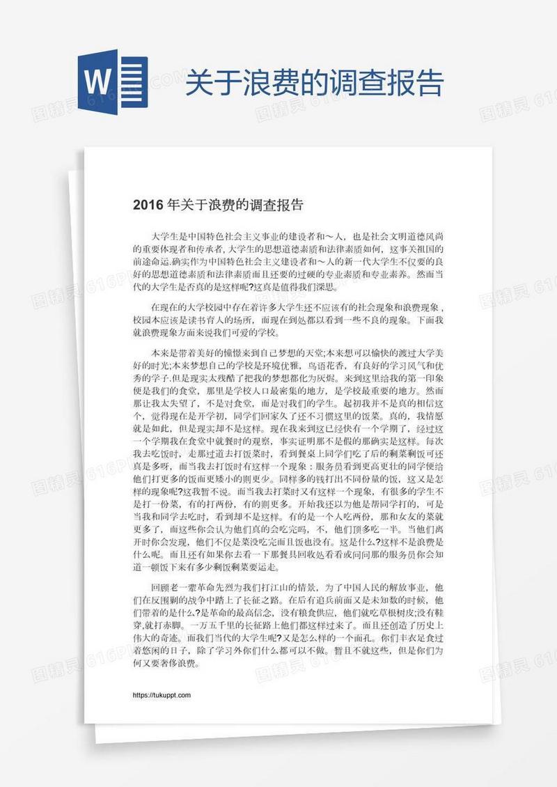 关于浪费的调查报告