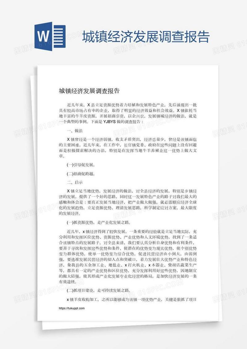 城镇经济发展调查报告