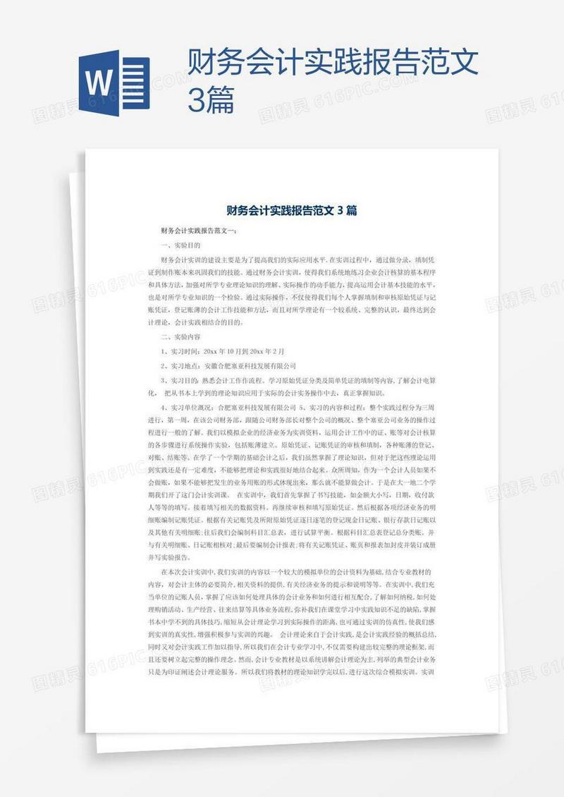 财务会计实践报告范文3篇