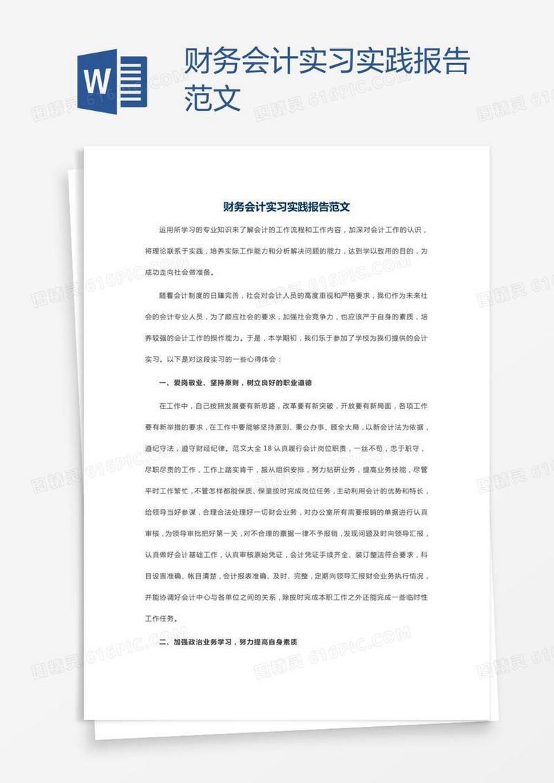 财务会计实习实践报告范文