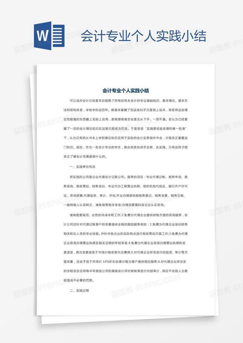 会计专业个人实践小结