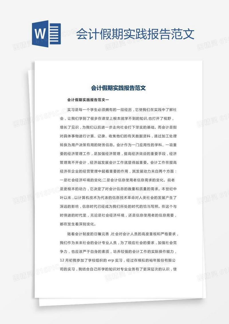 会计假期实践报告范文