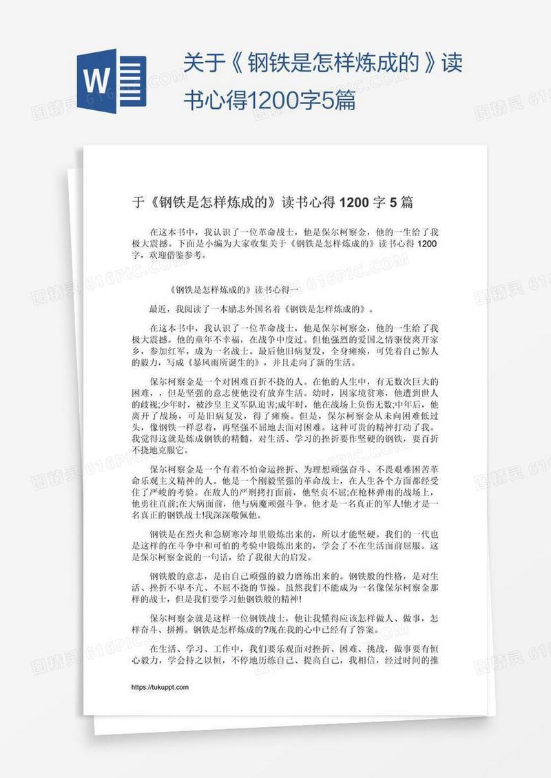 关于《钢铁是怎样炼成的》读书心得1200字5篇