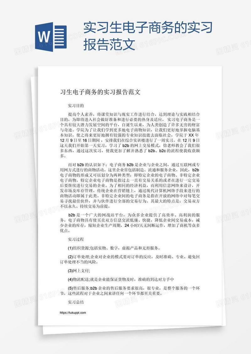 实习生电子商务的实习报告范文
