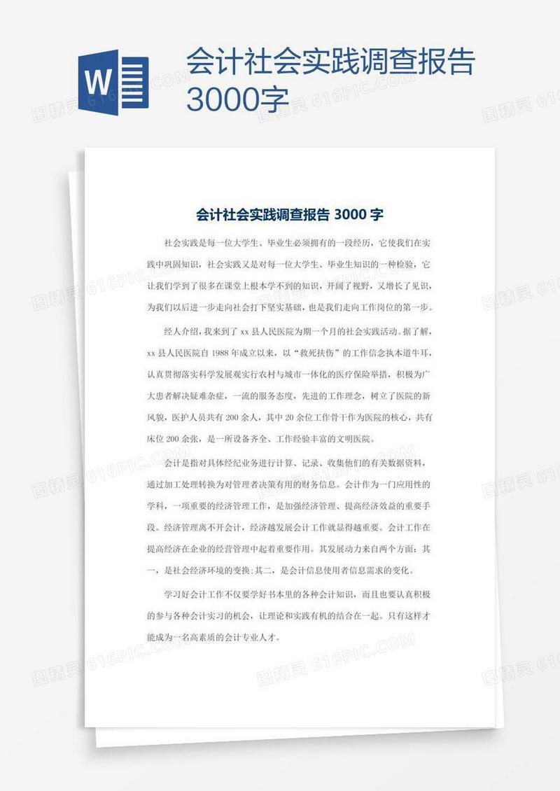 会计社会实践调查报告3000字
