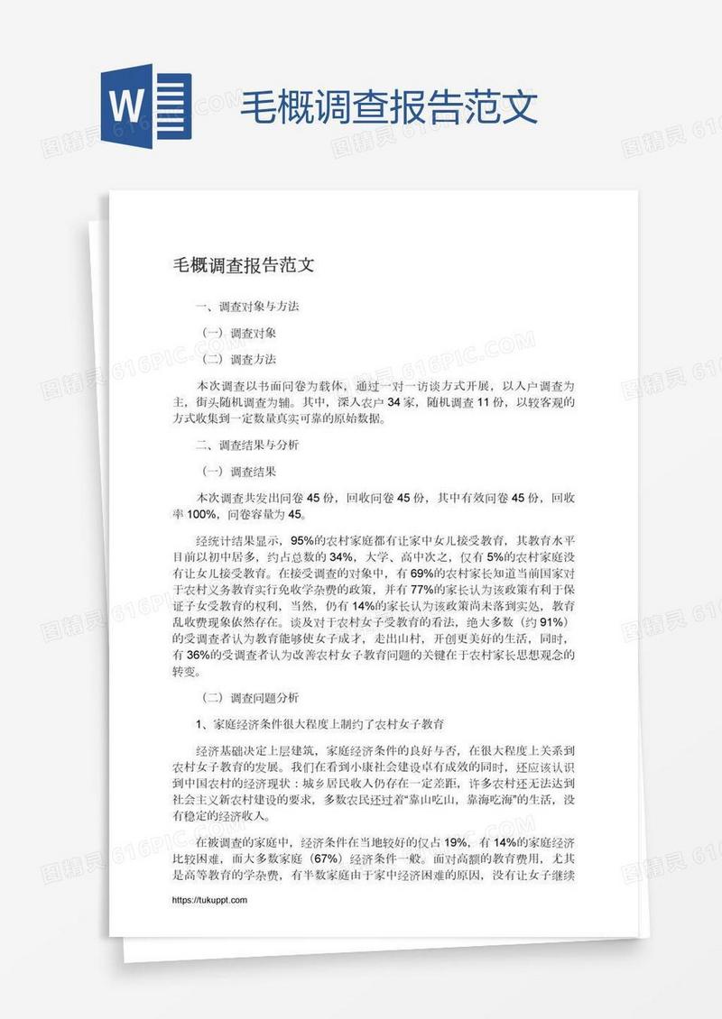 毛概调查报告范文