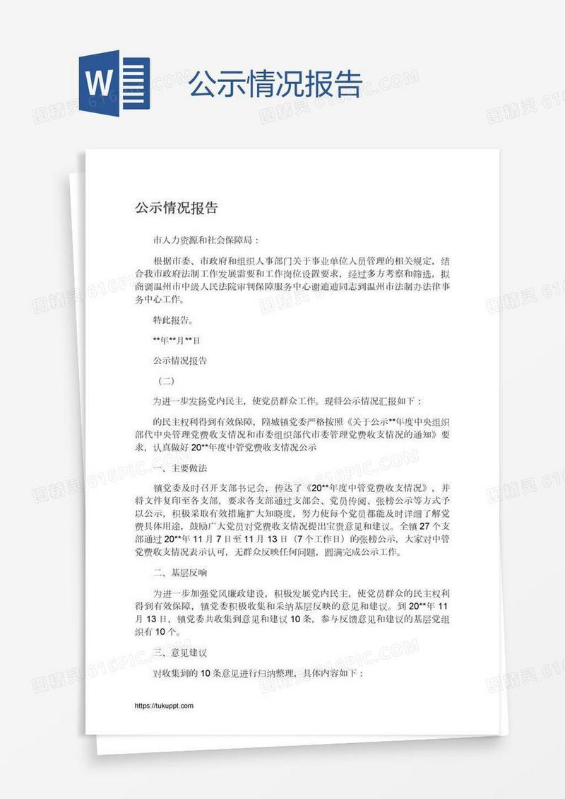公示情况报告