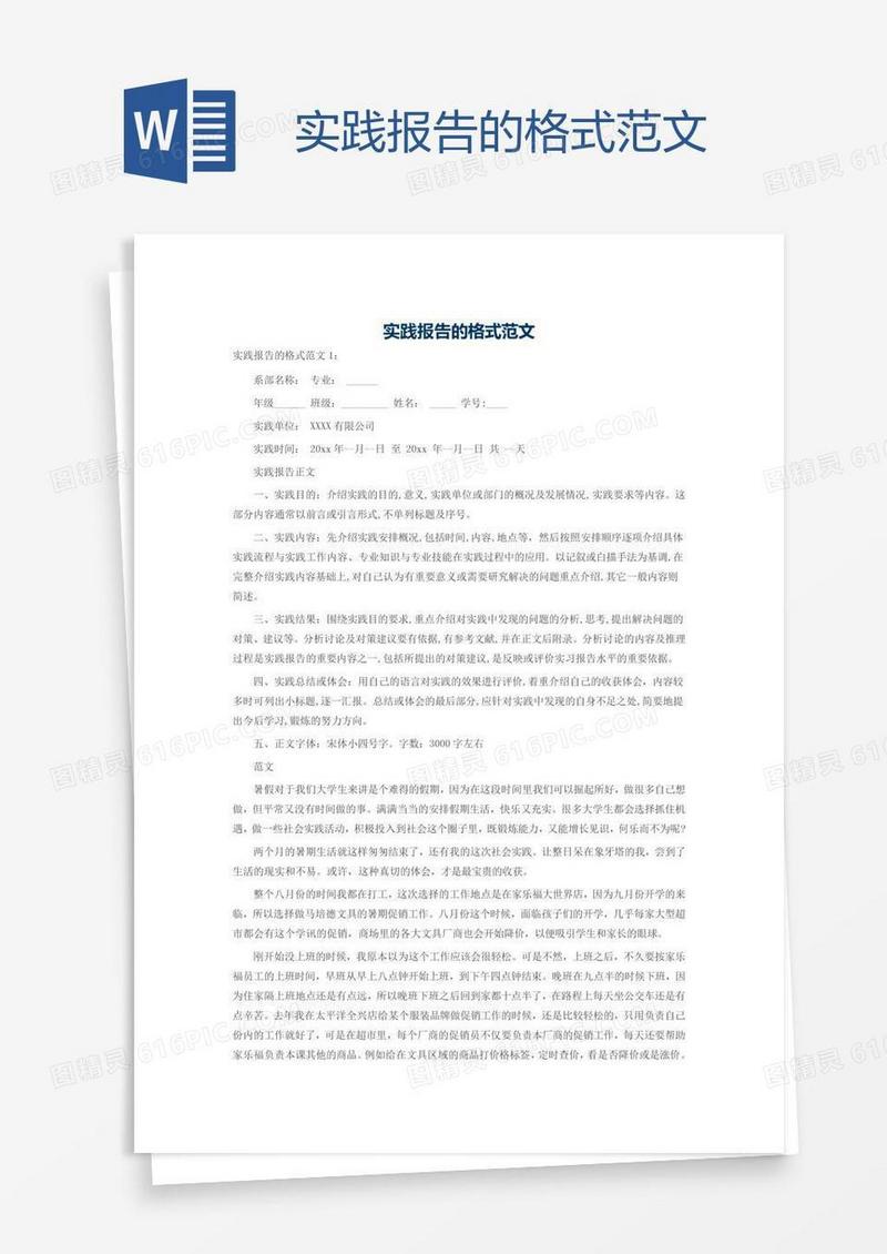 实践报告的格式范文