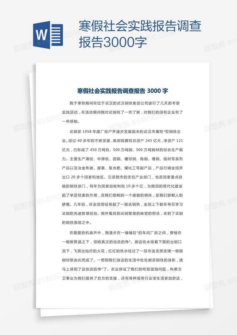 寒假社会实践报告调查报告3000字