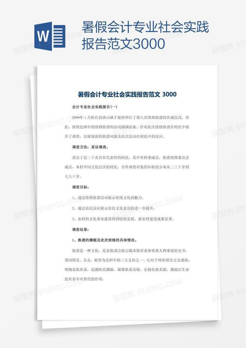 暑假会计专业社会实践报告范文3000