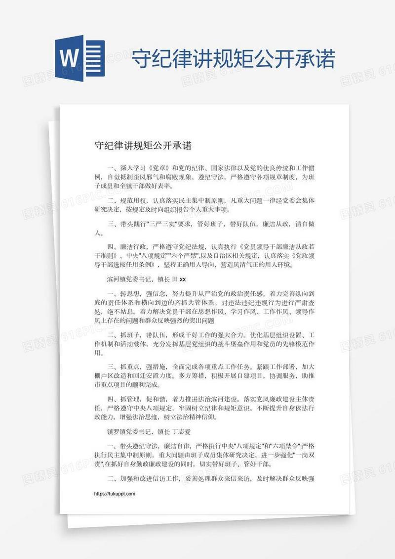 守纪律讲规矩公开承诺