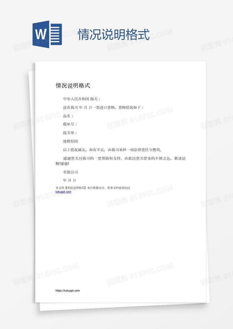 情况说明格式