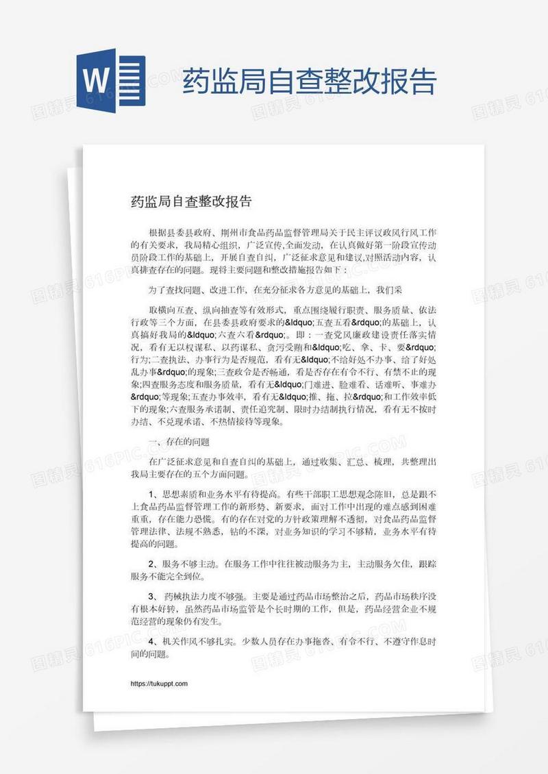 药监局自查整改报告